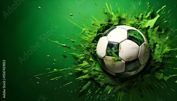 Obraz Soccer ball in a green splash