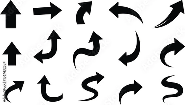 Obraz Collection of Diverse Arrow Icons Up, Down, Left, Right, Curved, and More