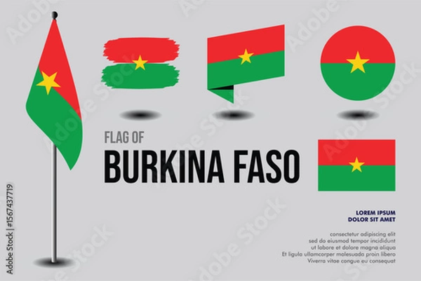 Obraz Set of Burkina Faso flag in 5 designs