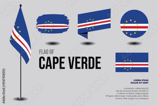 Obraz Set of Cape Verde  flag in 5 designs