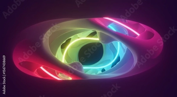 Obraz Abstract tunnel with neon lights
