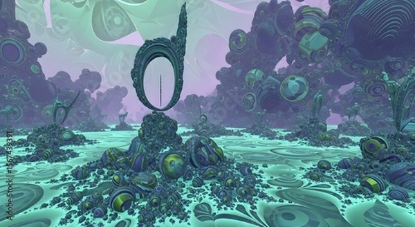 Obraz Fractal landscape with organic alienlike structures and fluid patterns