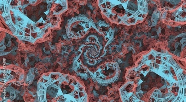 Obraz Fractal spiral in red and blue abstract