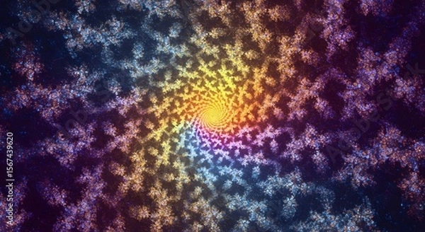 Obraz Fractal spiral pattern with rainbow colors and floral motifs