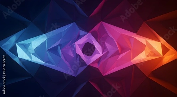 Obraz Geometric abstract with blue purple and orange gradient