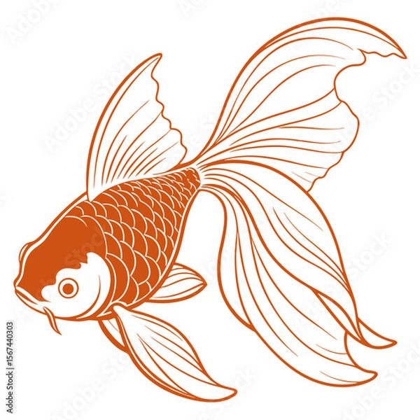 Fototapeta vector illustration of a goldfish