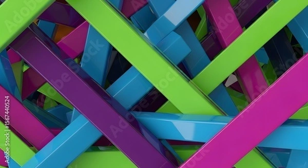 Obraz Intersecting colorful plastic bars form a chaotic yet vibrant abstract pattern