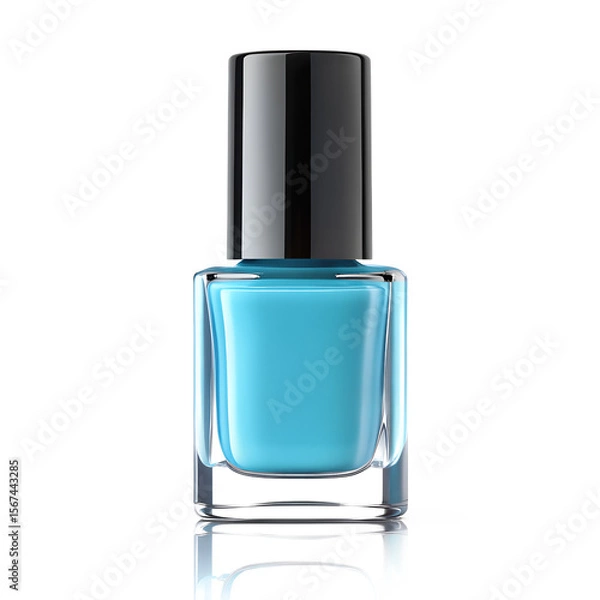 Obraz Bottle of blue nail polish isolated on transparent background