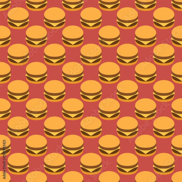 Fototapeta Seamless Pattern of Cheeseburger Illustration.