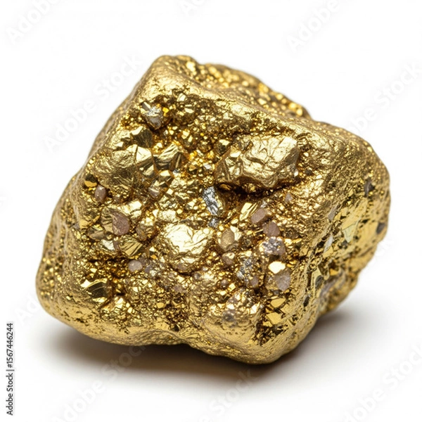 Fototapeta Vibrant Golden Ore With Visible Facets And Shadow Effect