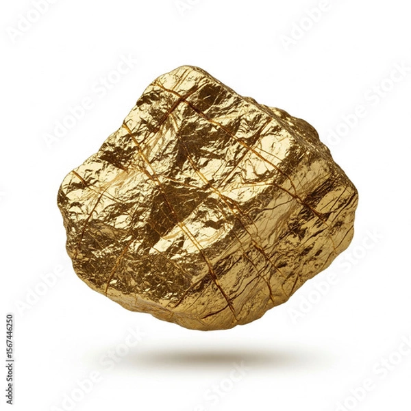Fototapeta Vibrant Golden Ore With Visible Facets And Shadow Effect