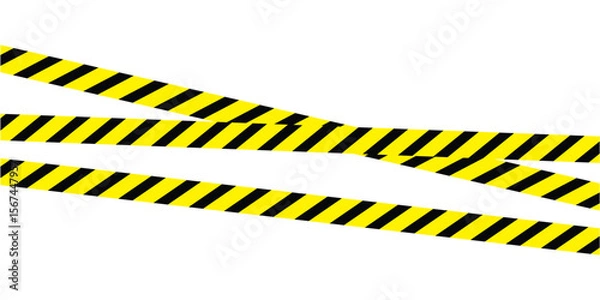 Obraz Under construction page with yellow caution tape and black warning lines. Construction hazard border design, ideal for web maintenance, alerts, security notice banners Vector illustration in eps 10. 