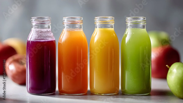 Fototapeta Refreshing Fruit Juice Bottles