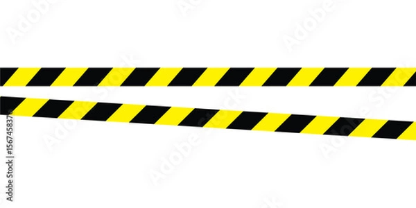 Fototapeta Hazardous warning tape set with seamless black and yellow lines for crime scenes and construction zones. Includes caution signs borders brushes and under construction tape for web safety in eps 10.