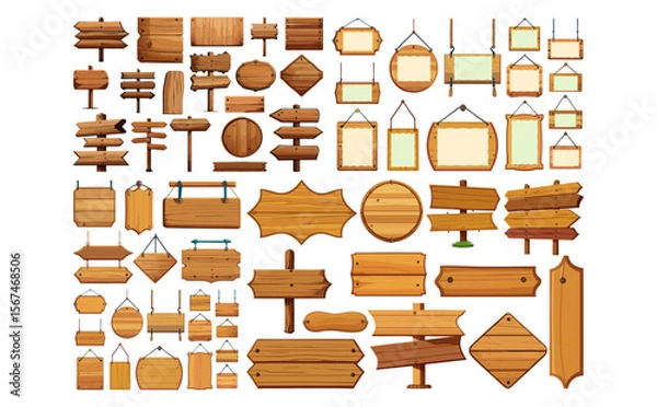 Fototapeta 木製看板ベクターイラストセット	