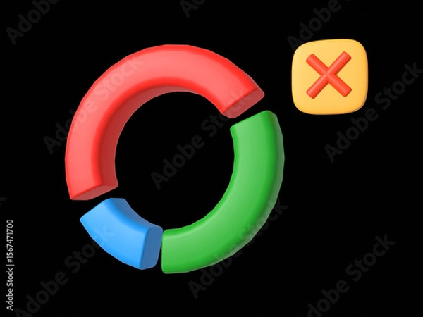Fototapeta Pie diagram 3d icon. Isolated object on a transparent background