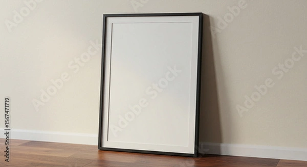 Obraz An empty office room features a blank white door, a 3D board, and a large billboard for design or packaging template display