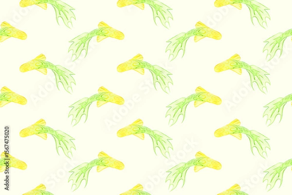 Fototapeta Seamless pattern with watercolor fish Koi carp. Summer watercolor background.