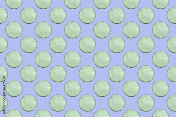 Fototapeta Seamless pattern with watercolor green circles. Abstract watercolor background in mint color.