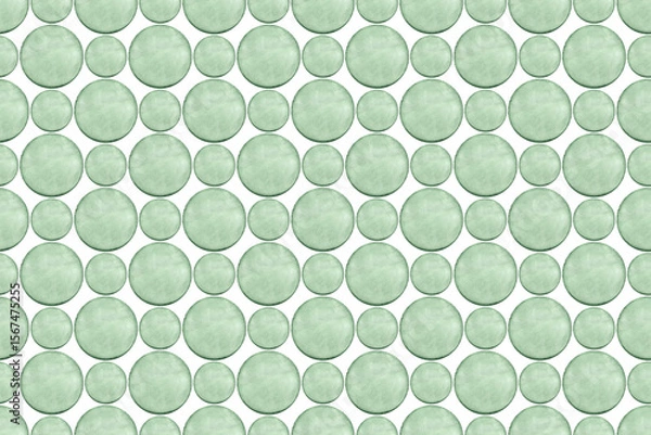 Fototapeta Seamless pattern with watercolor green circles. Abstract watercolor background in mint color.