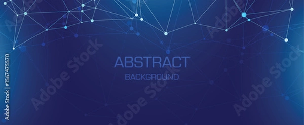Obraz Abstract digital data background with blue connecting dots and lines on white backdrop