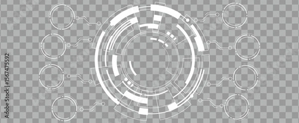 Obraz Futuristic HUD circles and infographic elements on transparent background, ideal for technology and data display