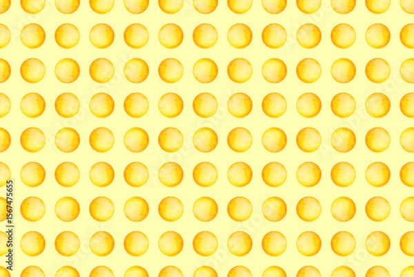Fototapeta Seamless pattern with watercolor yellow circles. Abstract watercolor summer background.