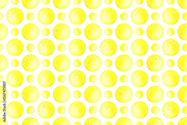 Fototapeta Seamless pattern with watercolor yellow circles. Abstract watercolor summer background.
