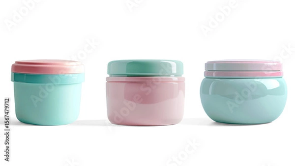 Fototapeta Pastel Pink and Teal Cream Jar in Elegant Box2 on a transparent background