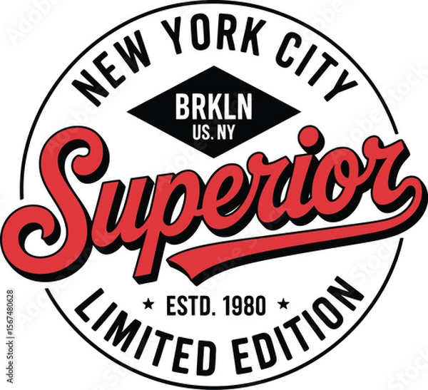 Fototapeta New York, Brooklyn t-shirt design. T-shirt print design in American college style. Athletic typography for tee shirt print in university and college style.