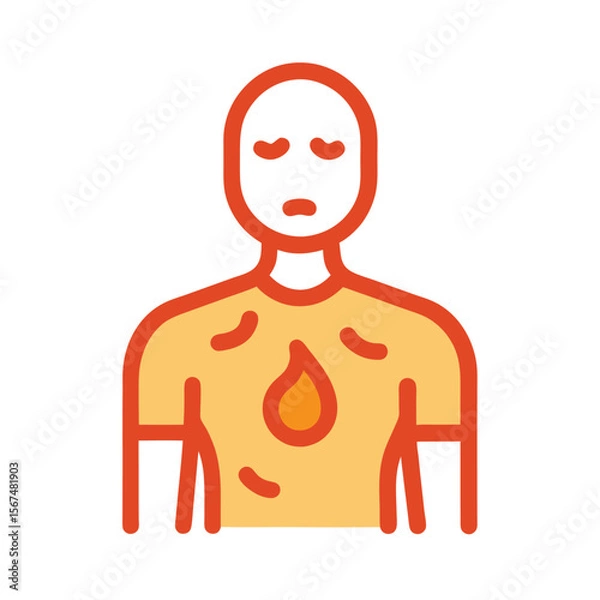 Fototapeta Skin Burning Sensation Icon with Rash and Allergy