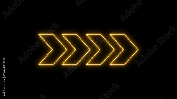 Obraz Neon direction arrow right neon light glowing sign icon illustration.  neon arrow sign illustration.