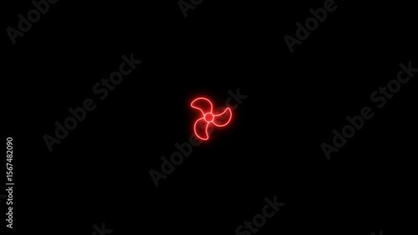 Obraz Glowing neon smart fan and electric fan icon isolated on black background. Neon fan speed icon.