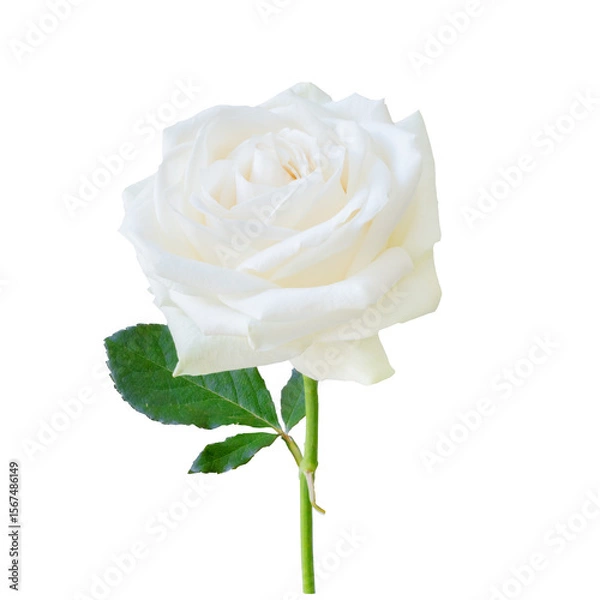 Obraz Beautiful single white rose isolated on transparent background