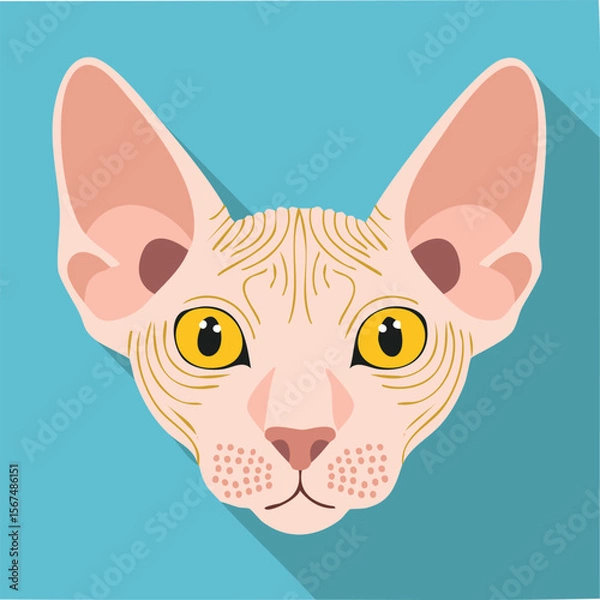 Fototapeta Cute sphynx cat flat vector