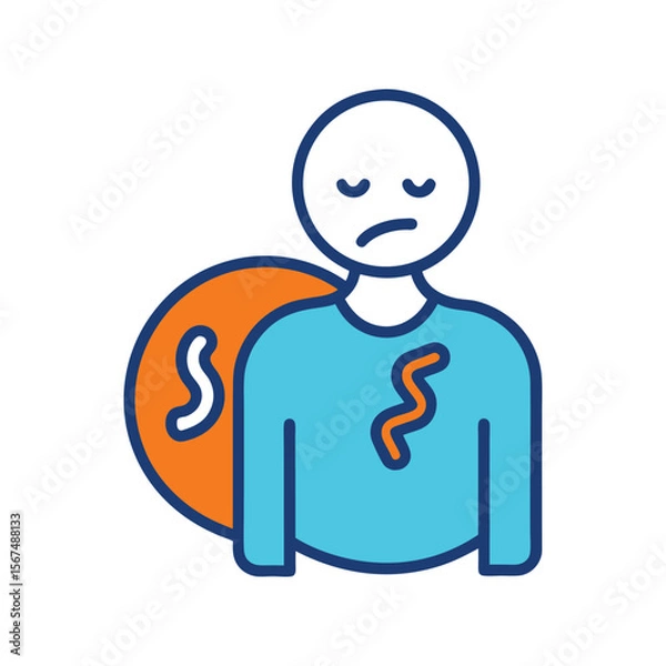 Fototapeta Nausea Icon Representing Stomach Discomfort and Vomiting