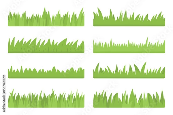 Fototapeta Grass Borders Collection | Green Meadow Vector Design Elements