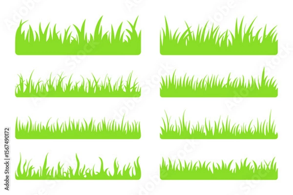 Fototapeta Grass Borders Collection | Green Meadow Vector Design Elements