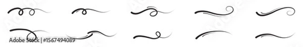 Obraz Hand drawn collection of curly swings, swashes, punches. Rotating calligraphy. Icon quote. Highlight text elements. vector illustration