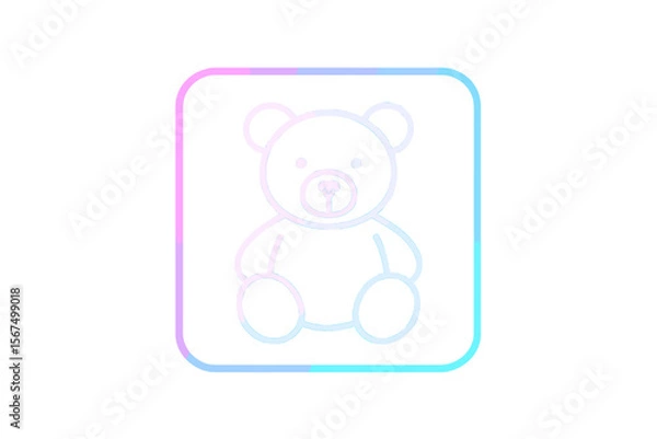 Fototapeta Cute teddy bear illustration with a soft pastel gradient background design for children's decor and toys