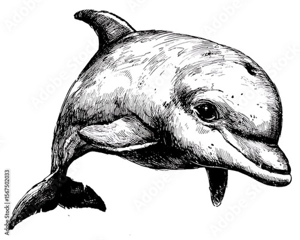 Obraz Ink sketch of a dolphin