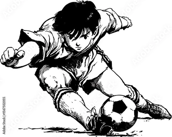 Obraz Intense close-up of a soccer player in action, dynamically capturing the energy of a game