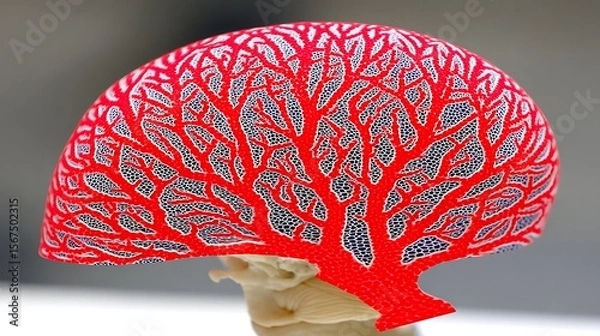 Obraz Intricate red and gray design resembling a brain, crafted with a detailed, branching pattern