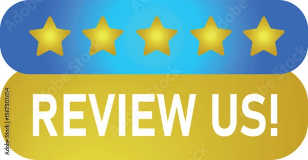 Fototapeta Review Us Speech Bubble - Simple Call-to-Action Badge for Websites, Apps & Marketing