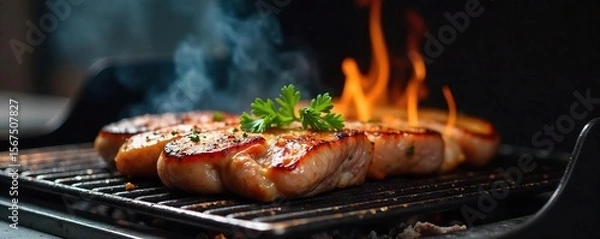 Fototapeta Gleaming Stainless Steel Grill Head Ready for Barbecue Close-up showcasing intricate details and high-quality craftsmanship, perfect for culinary websites and barbecue enthusiasts.
