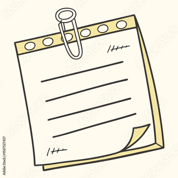 Fototapeta Yellow notepad with lines and paperclip writing