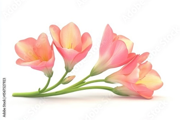 Obraz Freesia isolated in 3d cartoon character on white background