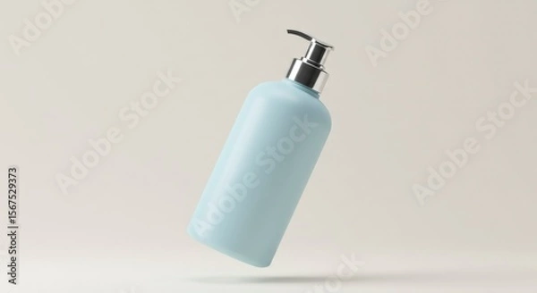 Obraz Light-blue pump bottle, isolated,  floating, elegant