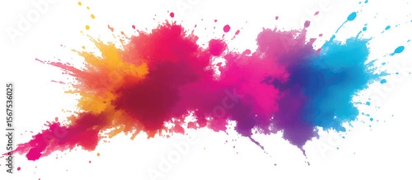 Fototapeta Festival Paint Powder Explosion – Bright Holi Color Splash with Rainbow Burst on Isolated White Background
