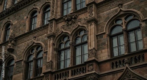 Fototapeta Ornate building facade with arched windows (2)